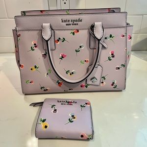Kate Spade purse purple floral print & wallet